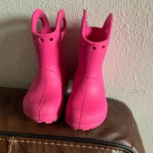 Pink crocs boots
